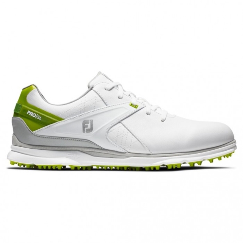 White / Lime Footjoy Pro|SL Men's Spikeless Golf Shoes | MAZXNI921