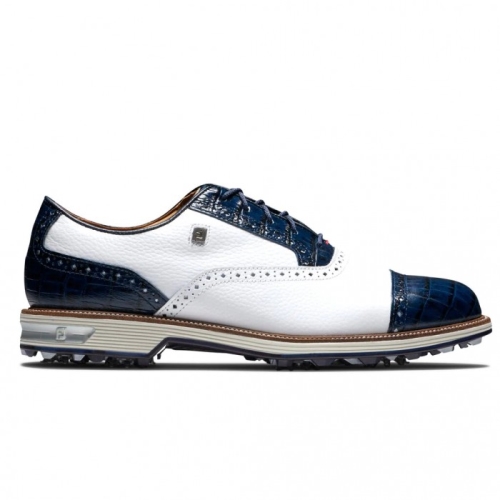 White / Navy Footjoy Premiere Series - Tarlow Men's Spiked Golf Shoes | GBYZFN318