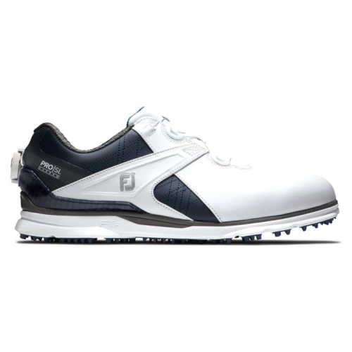 White / Navy Footjoy Pro|SL Carbon BOA Men's Spikeless Golf Shoes | UNLHSG728